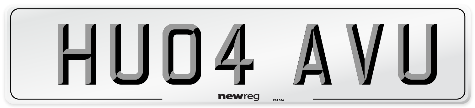 HU04 AVU Number Plate from New Reg